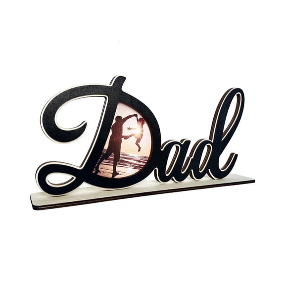 SDFGTstore Personalized Wood Photo Frame Letter Shape Picture Frame Display Father Day Gift for from Daughter Son