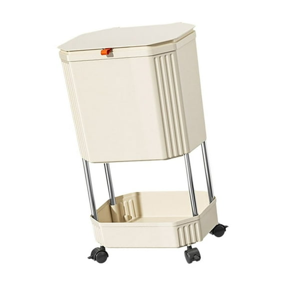 SDFGTstore Plastic Kitchen Trash Can Trash Bin Storage Shelf with Wheel For Small Kitchens