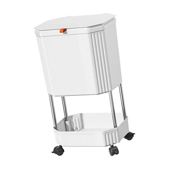 SDFGTstore Plastic Kitchen Trash Can Trash Bin Storage Shelf with Wheel For Small Kitchens