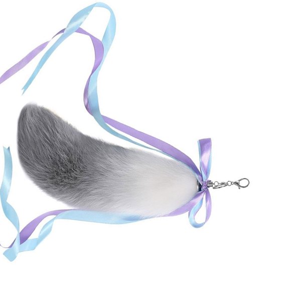 SDFGTstore Plush Tail Charm Keychain Tail Pendant with Ribbon Key Holder Purse Bag Charm Keychain Decoration Keyring Pendant