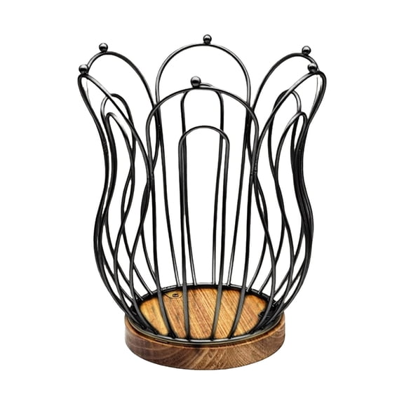 SDFGTstore Portable Coffee Holder With Wood Base Large Capacity Wire Pods Organizers Espresso Storage Tray