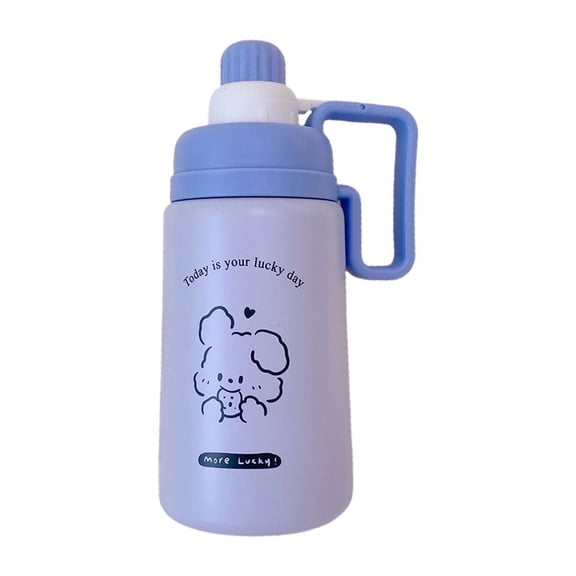 SDFGTstore Portable Mug Cartoon Little Pattern School Cup Insulated Stainless Steel Straw Water Bottle