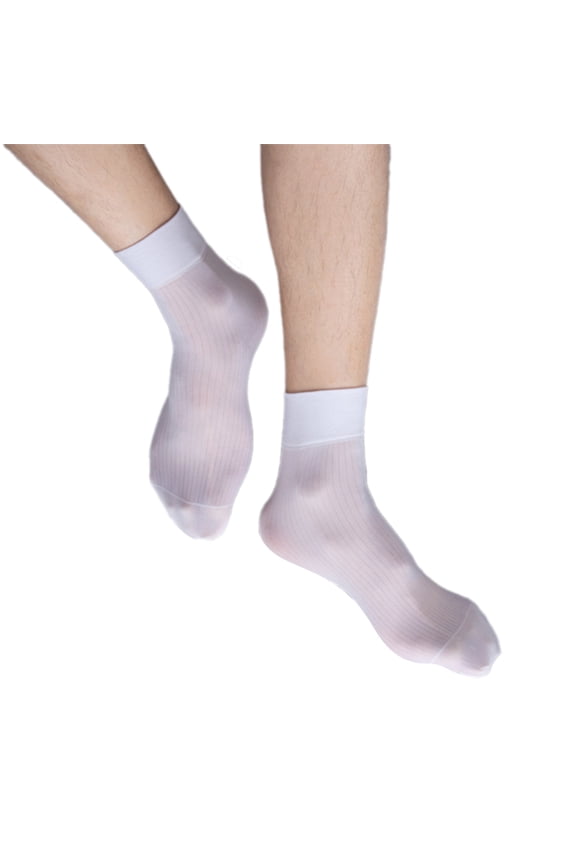 Professional Men's Short Dress Socks Striped Sheer Nylon Short Tube Ankle Socks for Office and Business Formal Event