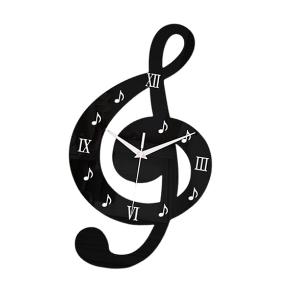 SDFGTstore Quiet Acrylic Wall Clock Contemporary 3D Musical Note Art Clear Number Display