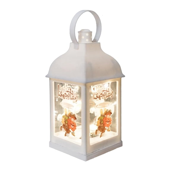 SDFGTstore Ramadan Mubarak Decorative Wind Lantern with Handle Eid Crafts Night Light