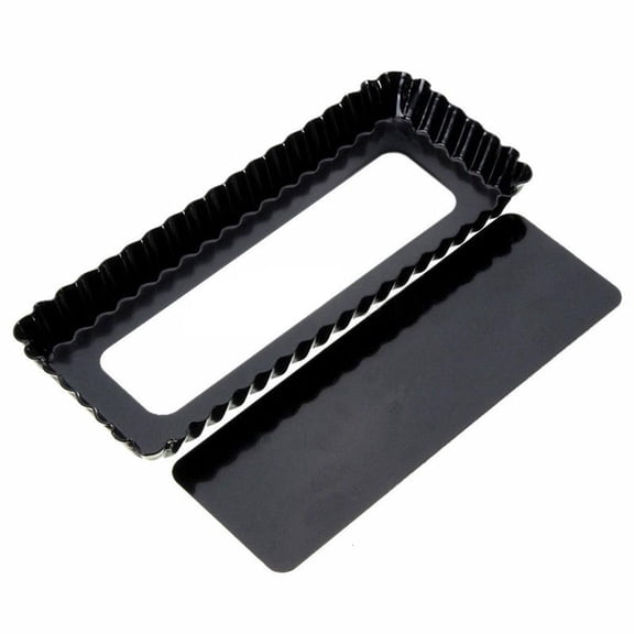 SDFGTstore Rectangle Fluted Pie Tart Pan Mold Baking Removable Bottom Nonstick Quiche Tool