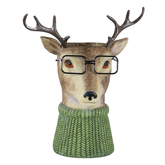 SDFGTstore Resin Animal Mini Flower Pot For Indoor Flowers Fox Deer Elk Owl Raccoon Procyon