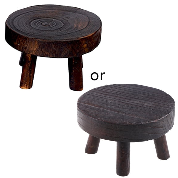 SDFGTstore Round Stool Plant Display Stand for Displaying Cakes Plants Candles Decoration Little Wood Stool Applicable Occasion