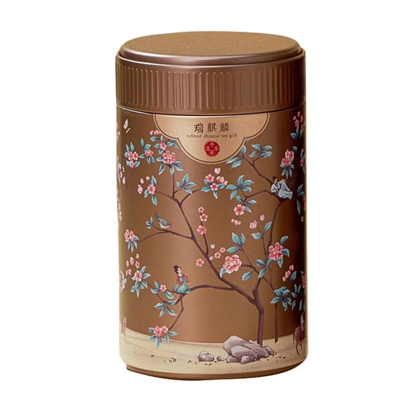 SDFGTstore Round Tea Tin Tea Storage Snacks Storage Box Metal Candy Cans Kitchen Sealeds Canister Chinese Style Tea Box Convenient