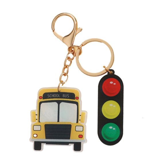 SDFGTstore School Bus Keychain Bag Charm Handbag Backpack Bag Pendant Charm Car Keyring