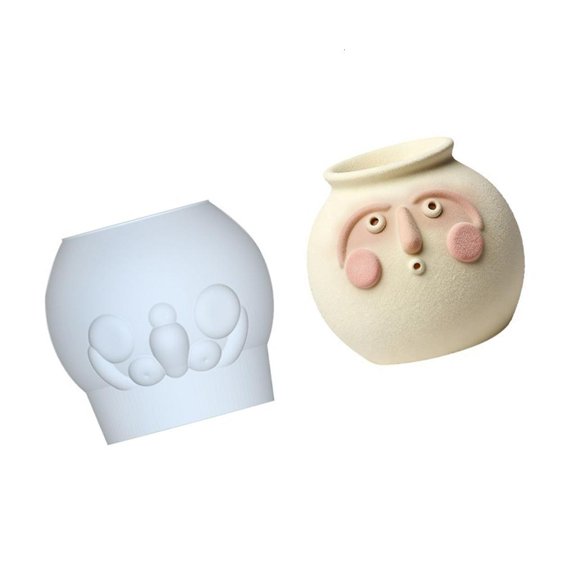 SDFGTstore Silicone Molds For Mousse Cake Ice Cream Candle Making Human Face Pottery Design Nonstick Easy Releases Reusable Baking Tool