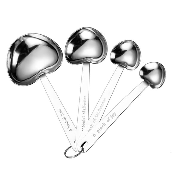 SDFGTstore Silver Heart Shape Coffee Measuring Spoons Set Perfect For Weddings And Showers