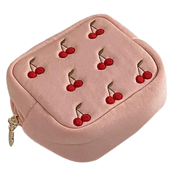 SDFGTstore Small Cherry Makeup Bag Travel Cosmetic Pouch Toiletry Bag for Women Girls Gift Portable Waterproof Daily Organizer Bag
