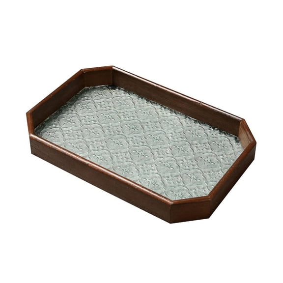SDFGTstore Small Serving Tray Candle Holder Trays Rustic Rectangle Decorative Platter Tray