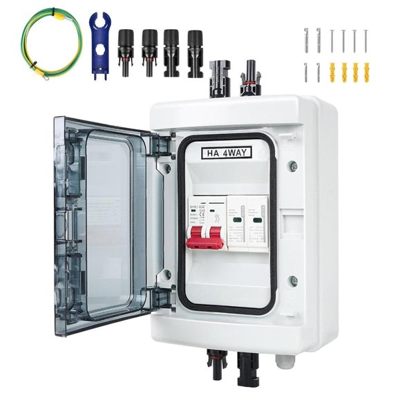 SDFGTstore Solar photovoltaic Combiner Box With Lightnings Protections Power Plastic Junction Wire Box Easy to Installation