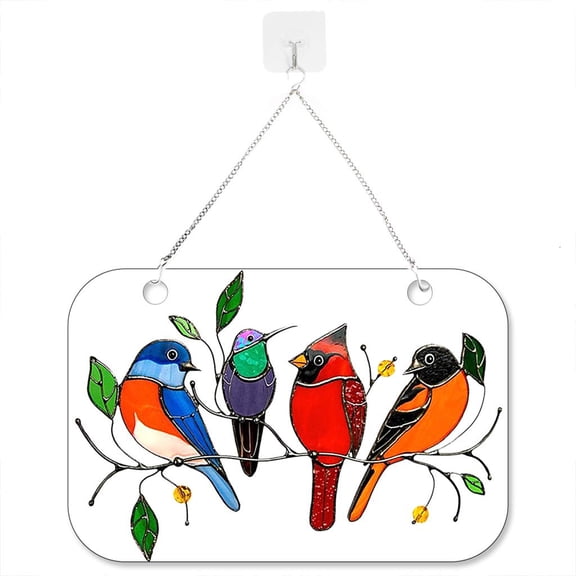 SDFGTstore Spring Bird Painted Window Ornaments Sign Door Hanger Craft Entry Way Wall Decor