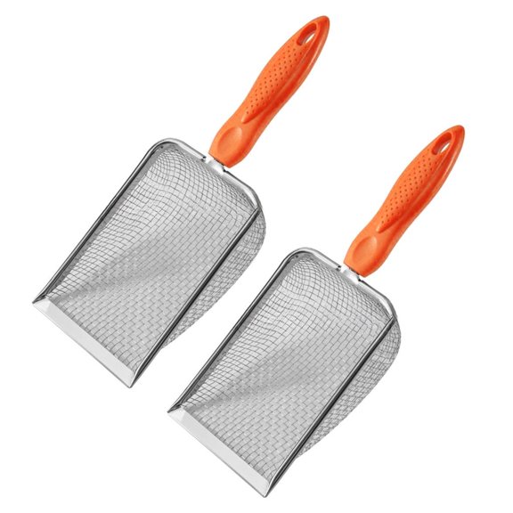 SDFGTstore Stainless Steel Garden Soil Sieve with Handle Metal Cats Scooper Meshing Scooper Litter Filter Pet Cleaning