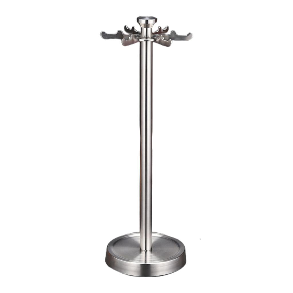 SDFGTstore Stainless Steel Kitchen Utensil Holder Organizer 360 Degree Rotating Carousel with 6 Hooks for Hanging Spoons