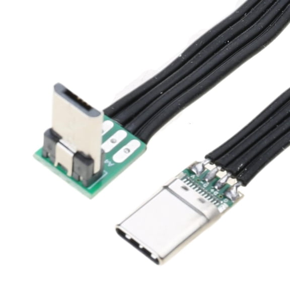 SDFGTstore Straight Angled USB2.0 TypeC to MicroUSB Data Flat FPC Cable for Disk & Phone Charging & Data