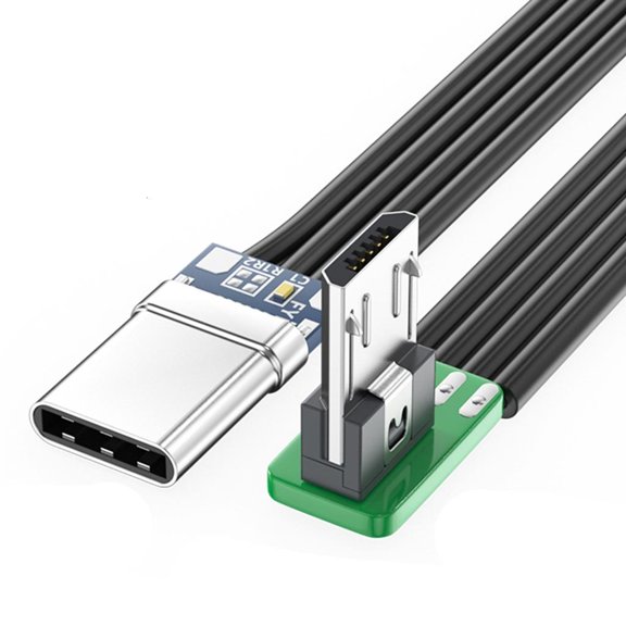SDFGTstore Straight Angled USB2.0 TypeC to MicroUSB Data Flat FPC Cable for Disk & Phone Charging & Data