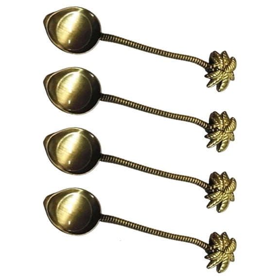 SDFGTstore Style Dessert Spoons Set Of 4 With Ergonomic Handle For Coffee Cake Pastry Serving Melal Metal Component