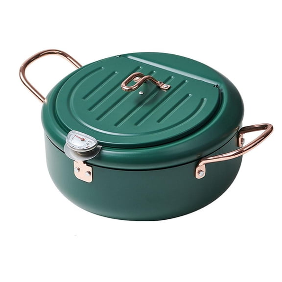 SDFGTstore Tempura Frying Pan Deep Fryer Pot with Temperature Control Carbon Steel Pan