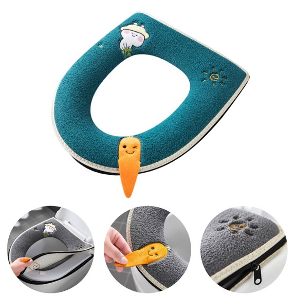 SDFGTstore Toilet Cushion With Handle, Zipper Style Seat Cushion, Winter Toilet Cover