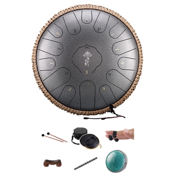 SDFGTstore Tongue Drum 13 Inches 15 Notes, Hand Pan Drums for Adults 440hz, C Leading Steelpan Musical Instrument with Song Book, Mallets and Carry Bag