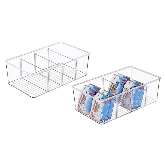 SDFGTstore Transparent Organizer with Divider for Fruit, Yogurt, Snacks, Pasta Clear Refrigerator Storage Box Snack Coffee Tea Bag
