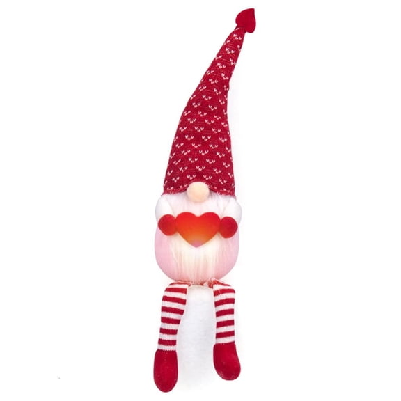 SDFGTstore Valentine's Day Long Leg Gnome with Led Light Hold Heart Toy Ornament for New Year Birthday Wedding Party Decor