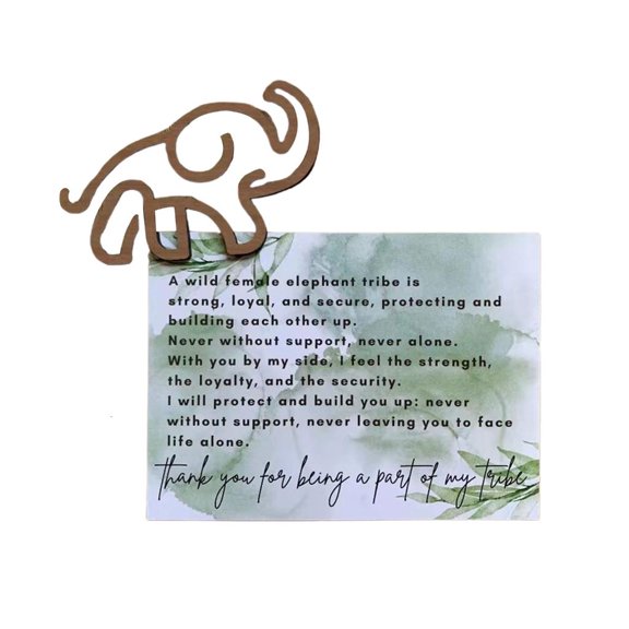 SDFGTstore Versatile Elephant Tribe Cards Wood Elephant Ornament Card Perfect for Birthdays, Weddings, and Graduations