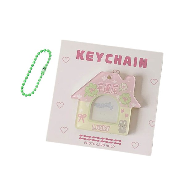 SDFGTstore Vintage Inspired Cottage Shape Picture Frame Keychain Decoration Fit Standard 1inch Photos For Versatile Styling
