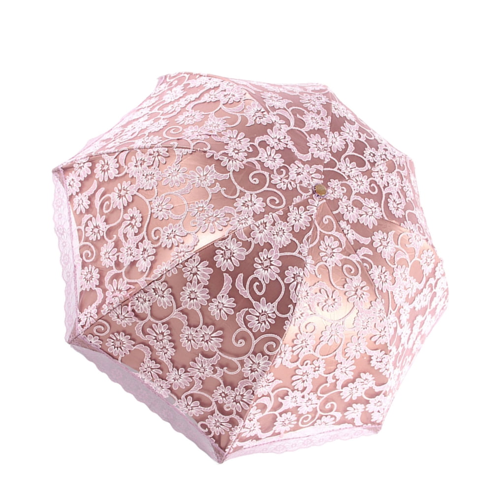 SDFGTstore Vintage Lace Parasol Foldable Flower Embroidery Umbrella Parasol UV Protection