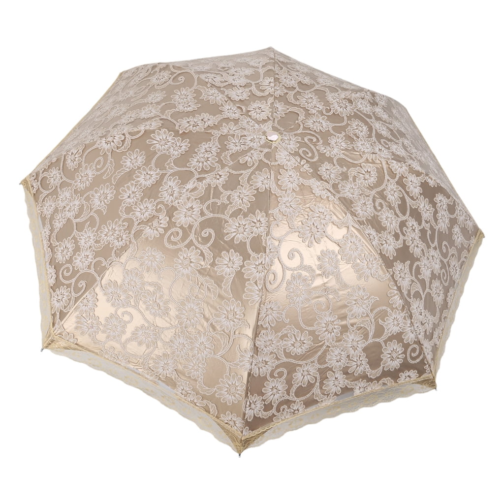 SDFGTstore Vintage Lace Parasol Foldable Flower Embroidery Umbrella Parasol UV Protection