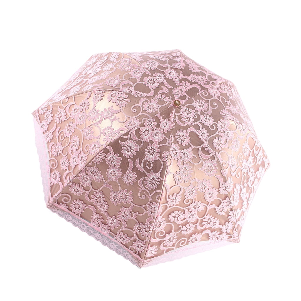 SDFGTstore Vintage Lace Parasol Foldable Flower Embroidery Umbrella Parasol UV Protection