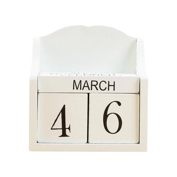 SDFGTstore Vintage Wooden Permanent Calendar With Month Date Block For Home Desk Decoration