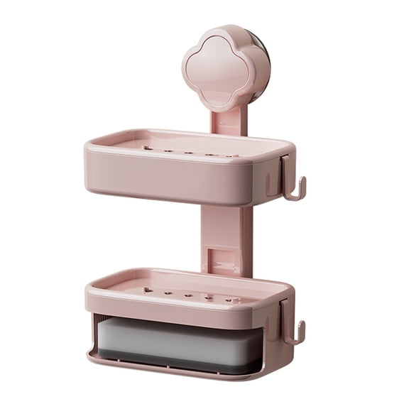 SDFGTstore Wall Mounted Double Layer Soap Dish PunchFree No Draining Soap Holder Bathroom Kitchen Sponge Soap Rack Organizers