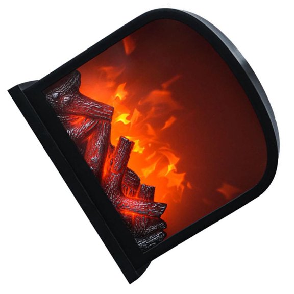 SDFGTstore Warm White Fireplaces Night Light Retro Style Resin Table Decors Indoor Lighting