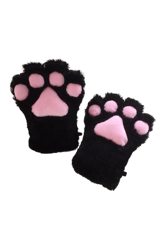 Winter Warm Full Finger Gloves Cartoon for Cat Paw Fuzzy Plush Mit