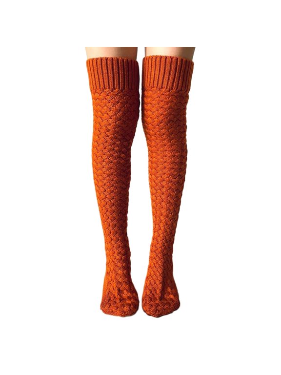 Women Autumn Thigh High Stockings Over Knee Chunky Braided Cable Knit Boot Socks