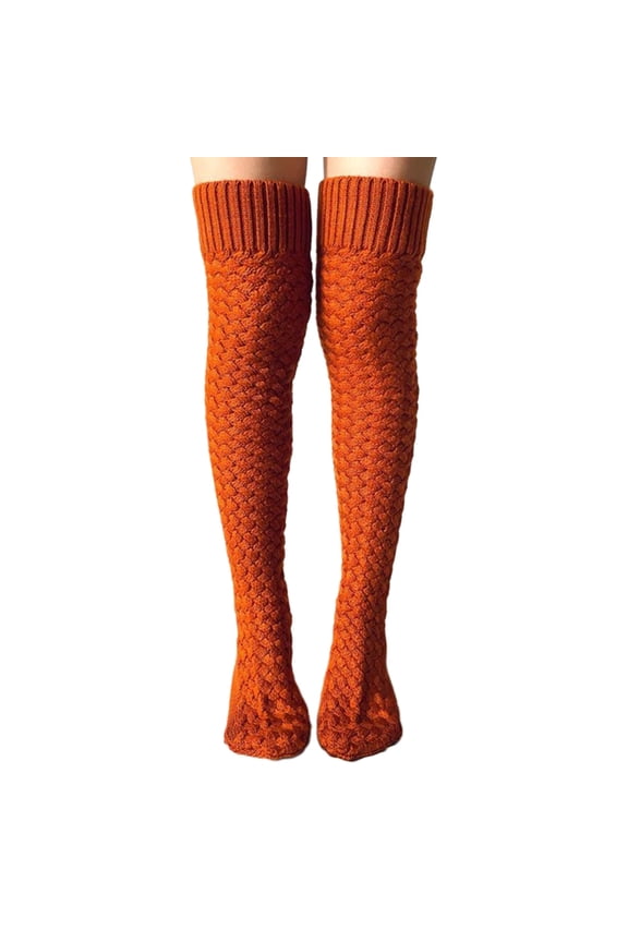 Women Autumn Thigh High Stockings Over Knee Chunky Braided Cable Knit Boot Socks