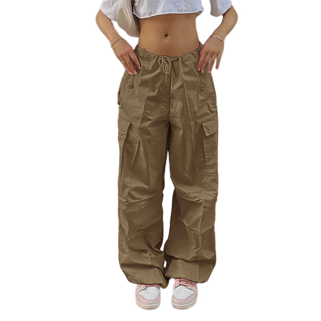 SDFGTstore Women Parachute Pants Y2k Drawstring Wide Leg Jogger Hip — free download
