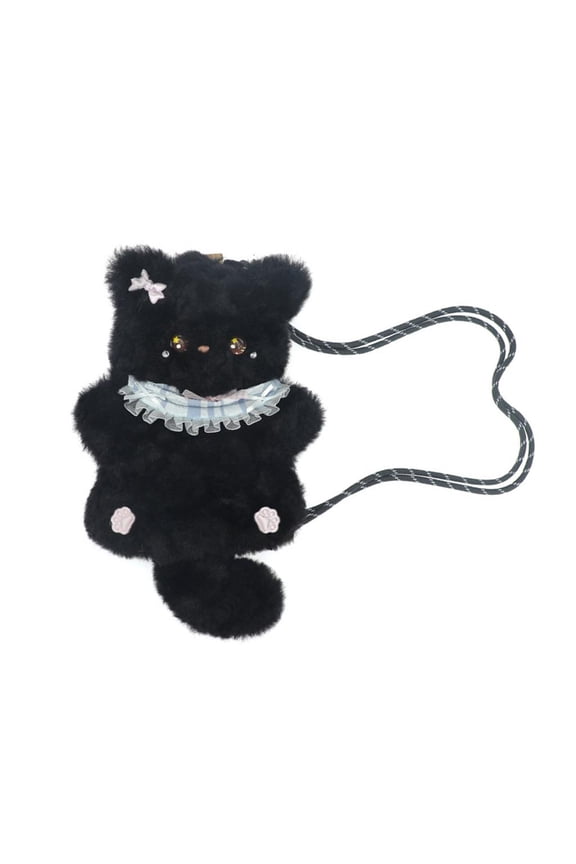 Women's Cats Shaped Purses Plush Crossbody Shoulder Bag Phone Pouch Purses