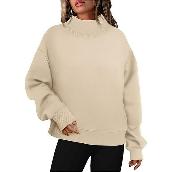 SDFGTstore Women's Turtleneck Oversized Sweatshirt Long Sleeve Hoodies Casual Pullover Tops