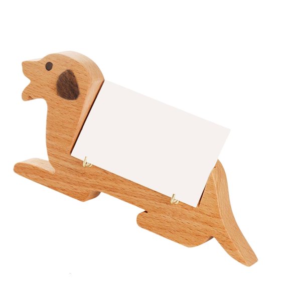 SDFGTstore Wood Dog Shape Business Card Holder Card Holder for Office Desk Decors