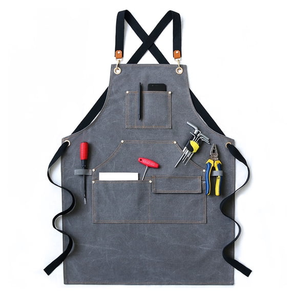 SDFGTstore Woodworking Canvas Work Apron Cross-Back Strap Handcraft Bib with Tool Pockets