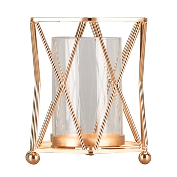 SDFGTstore Wrought Iron Vase Large Mouth Geometric Column Flower Stand Glass Bottles for Home Living Roon Office Wedding Decoration
