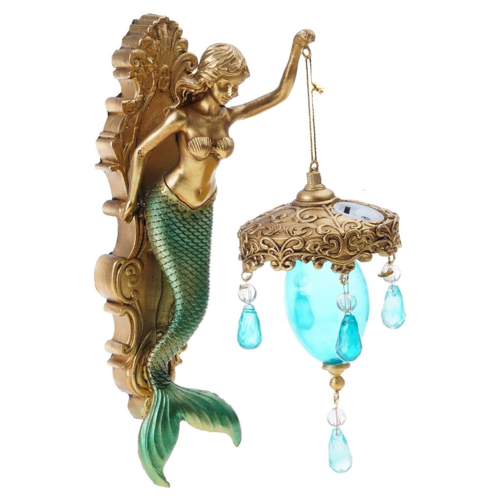 SDFGTstore mermaids Sculpture Night Light Elegant Base Background Light Bedroom Bedside Lamp Decoration for Bedroom Living Room