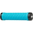 thumbnail image 1 of SDG Hansolo Grips, ODI Lock On, Cyan w/ Black Ano Lock Rings and Snap Cap End Plugs, 1 of 2