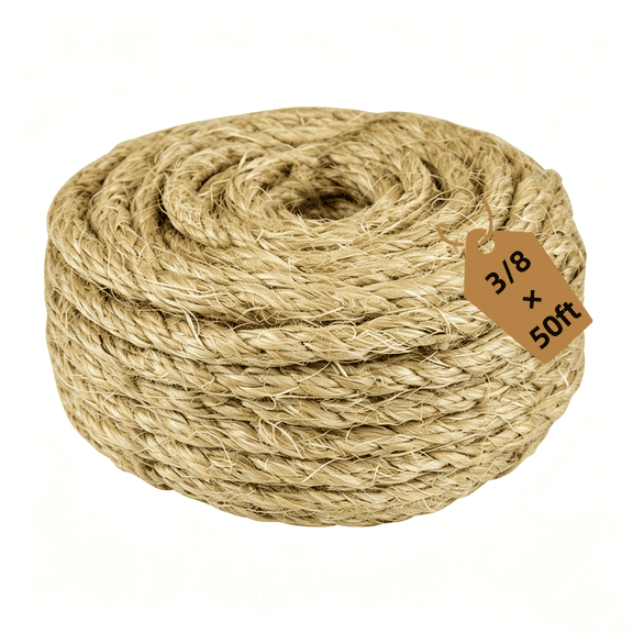 SDHUATUO Natural Sisal Rope, Chemical Free 3/8" x 50ft, for Cat Scratching Post Repair Gardening DIY Crafts